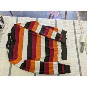 Hurley Men's Striped Sweater Size Medium Orange Brown Red White